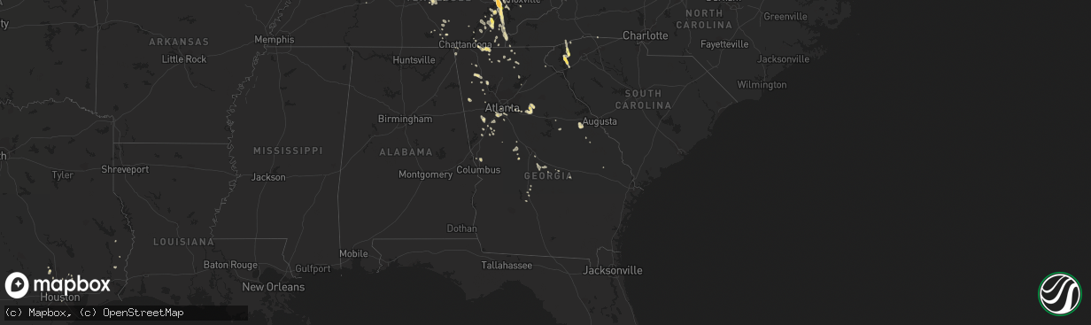 Hail map in Georgia on August 20, 2014