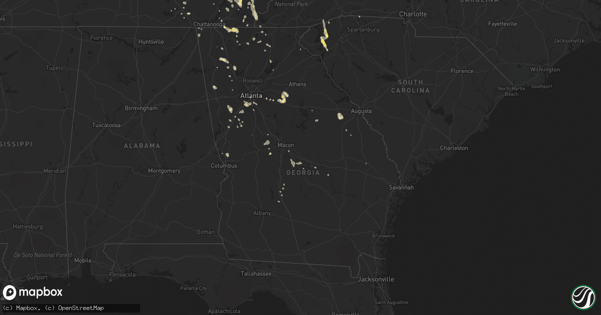 Hail map in Georgia on August 20, 2014