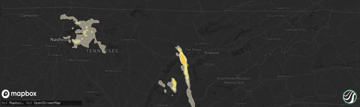 Hail map in Harriman, TN on August 20, 2014