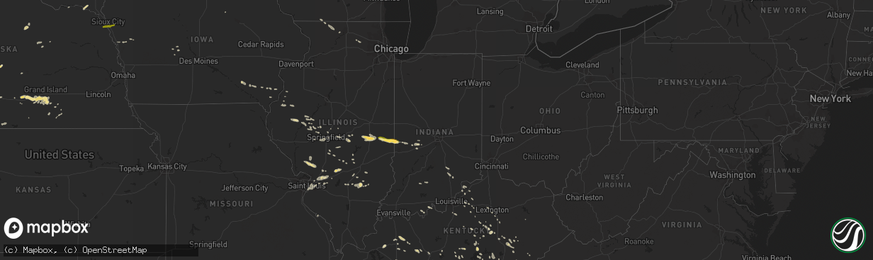 Hail map in Indiana on August 20, 2014