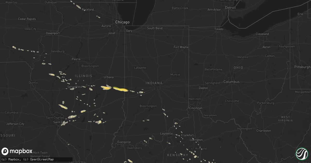 Hail map in Indiana on August 20, 2014