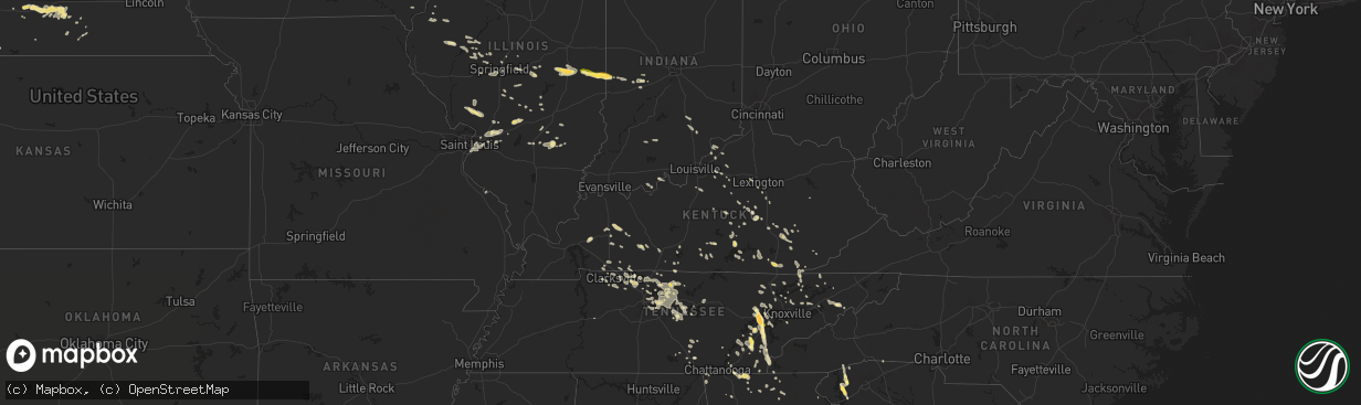 Hail map in Kentucky on August 20, 2014