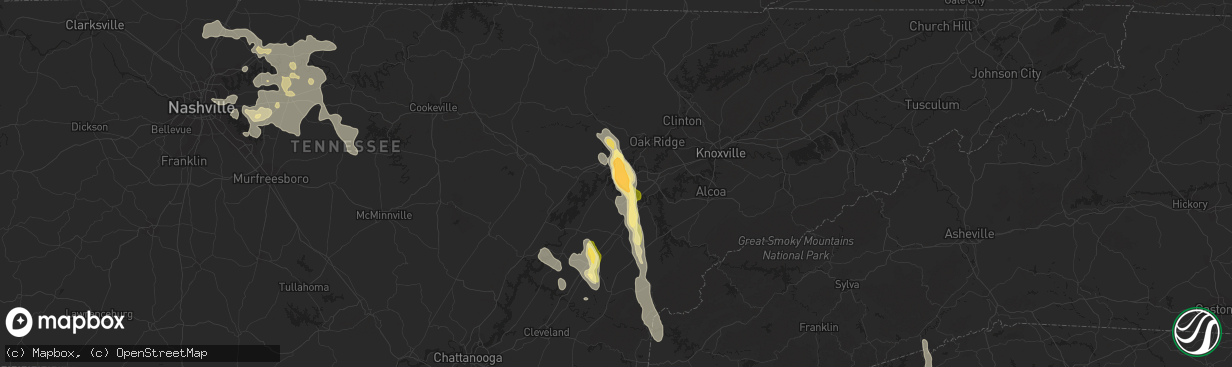 Hail map in Kingston, TN on August 20, 2014