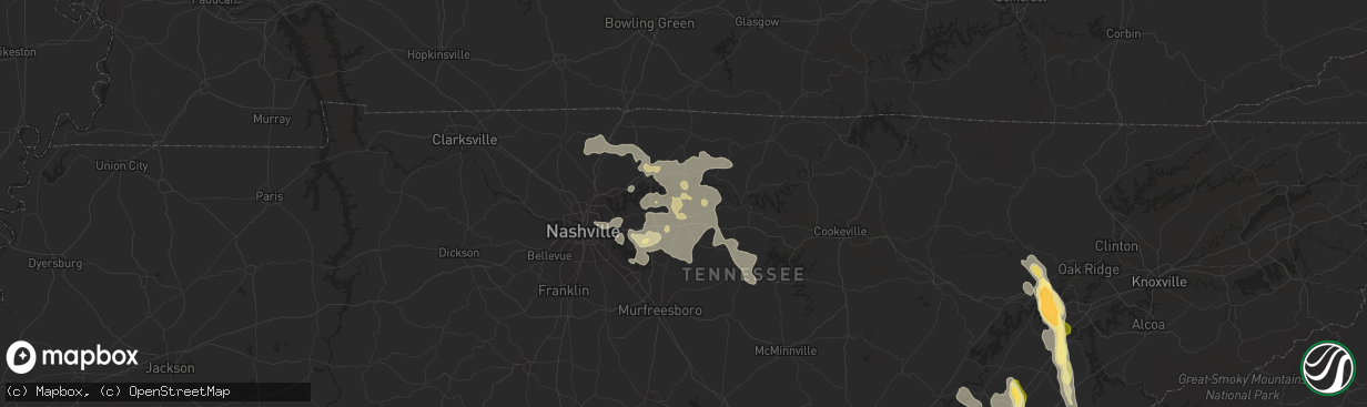 Hail map in Lebanon, TN on August 20, 2014