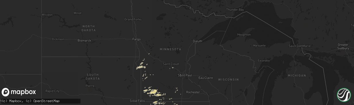 Hail map in Minnesota on August 20, 2014