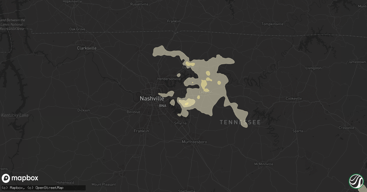 Hail map in Mount Juliet, TN on August 20, 2014
