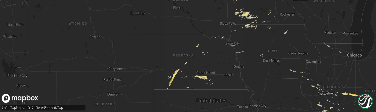 Hail map in Nebraska on August 20, 2014