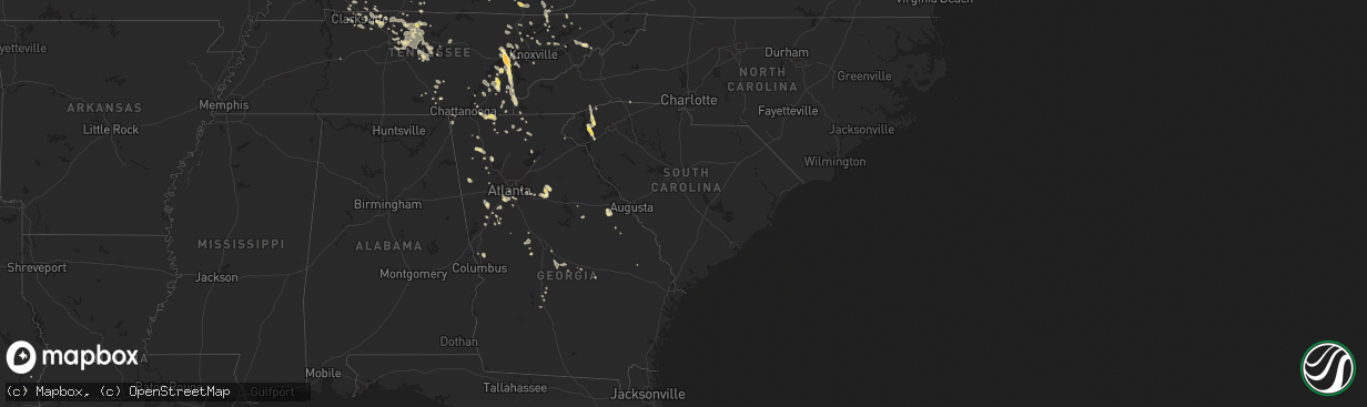 Hail map in South Carolina on August 20, 2014