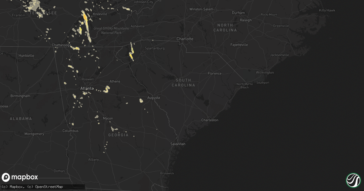 Hail map in South Carolina on August 20, 2014