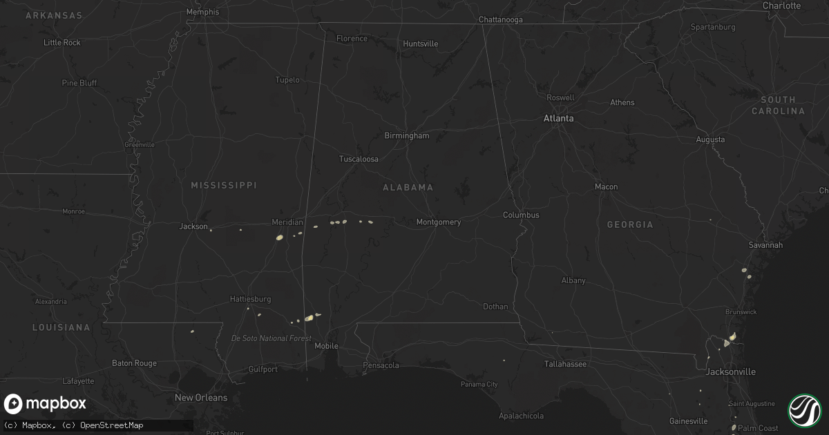 Hail map in Alabama on August 20, 2015