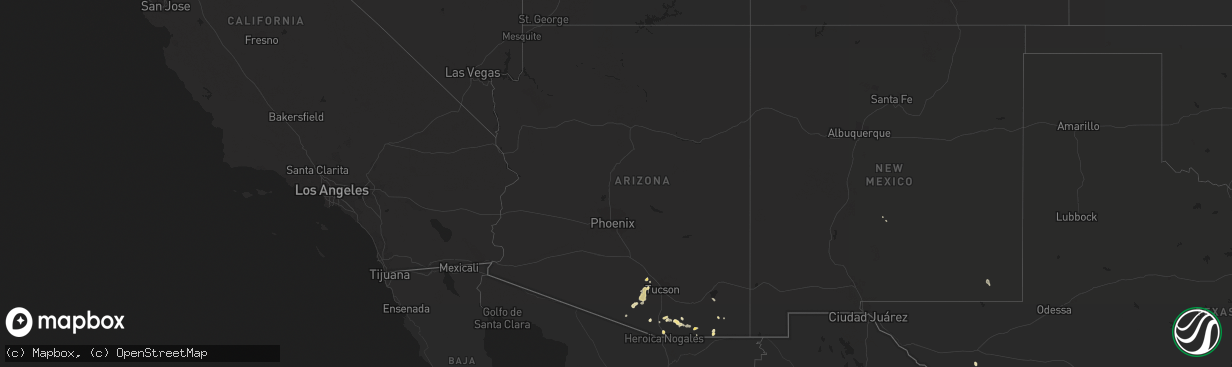 Hail map in Arizona on August 20, 2015