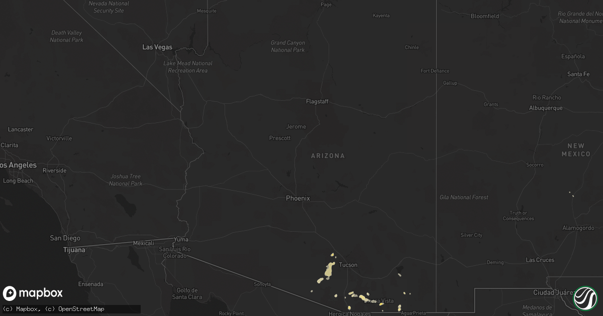 Hail map in Arizona on August 20, 2015