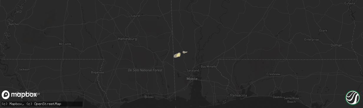 Hail map in Citronelle, AL on August 20, 2015