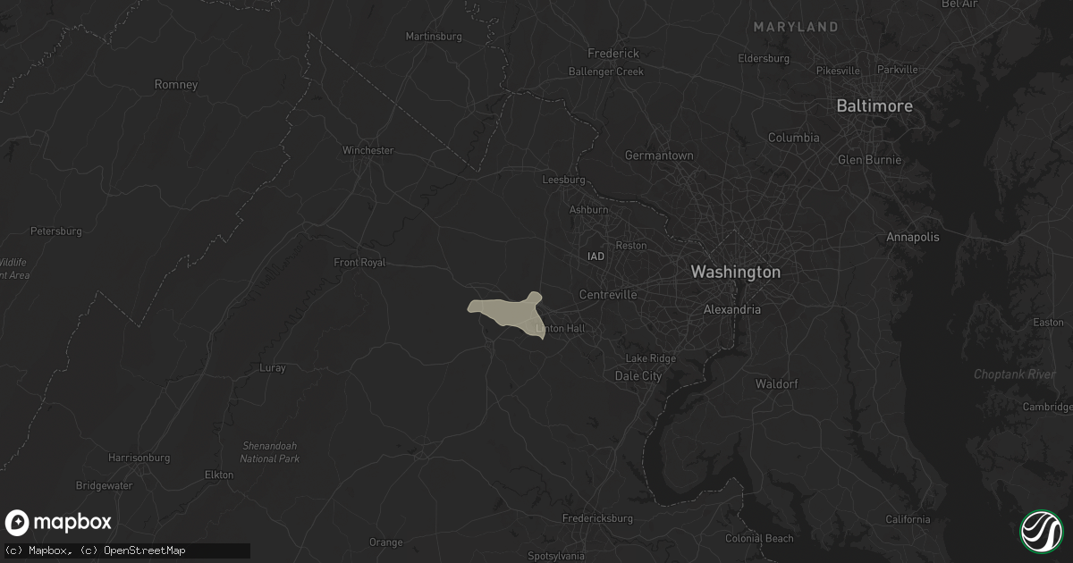 Hail map in Haymarket, VA on August 20, 2015