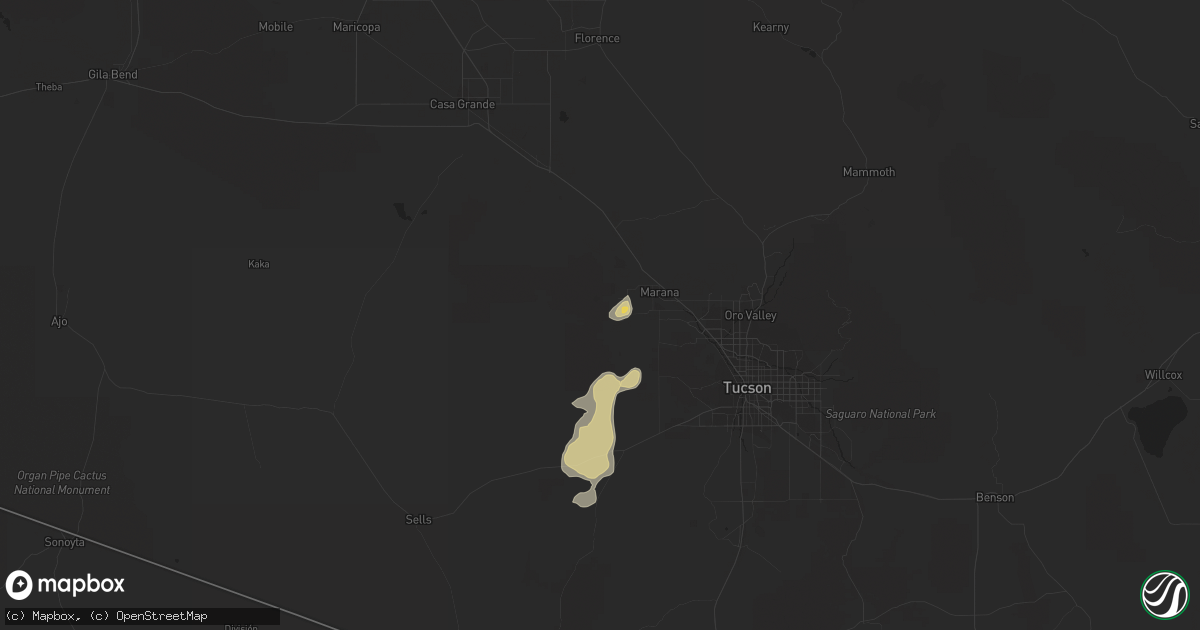 Hail map in Marana, AZ on August 20, 2015
