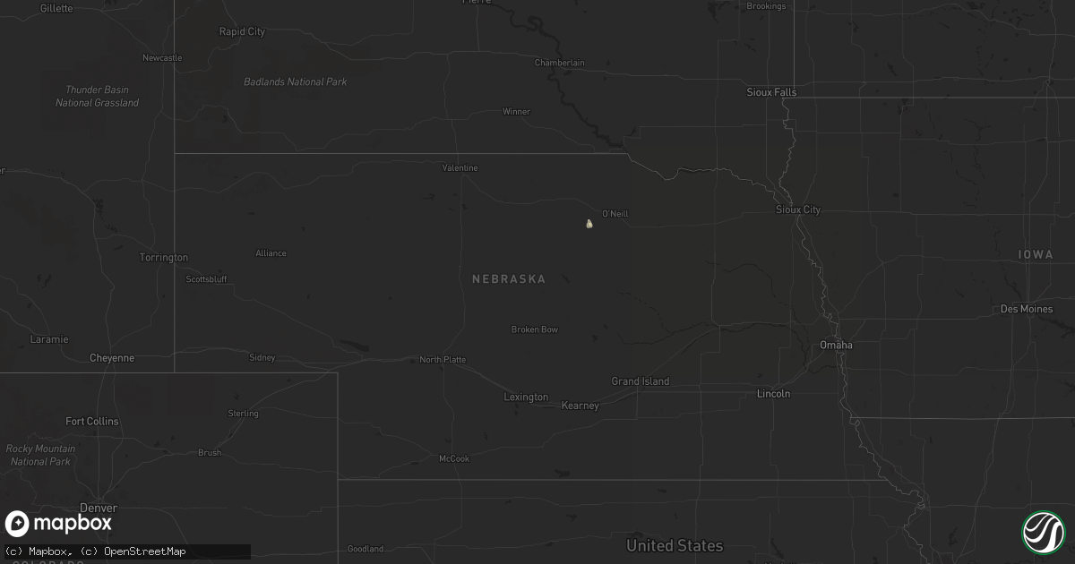 Hail map in Nebraska on August 20, 2015