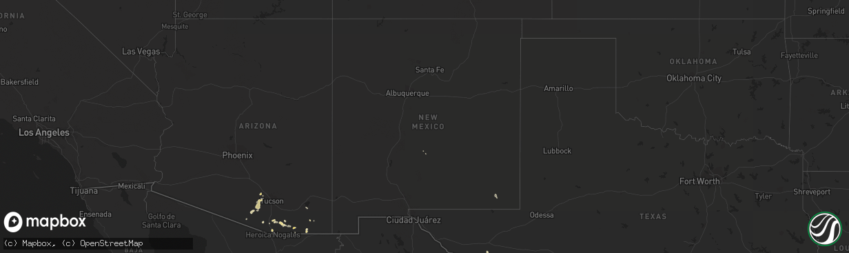 Hail map in New Mexico on August 20, 2015