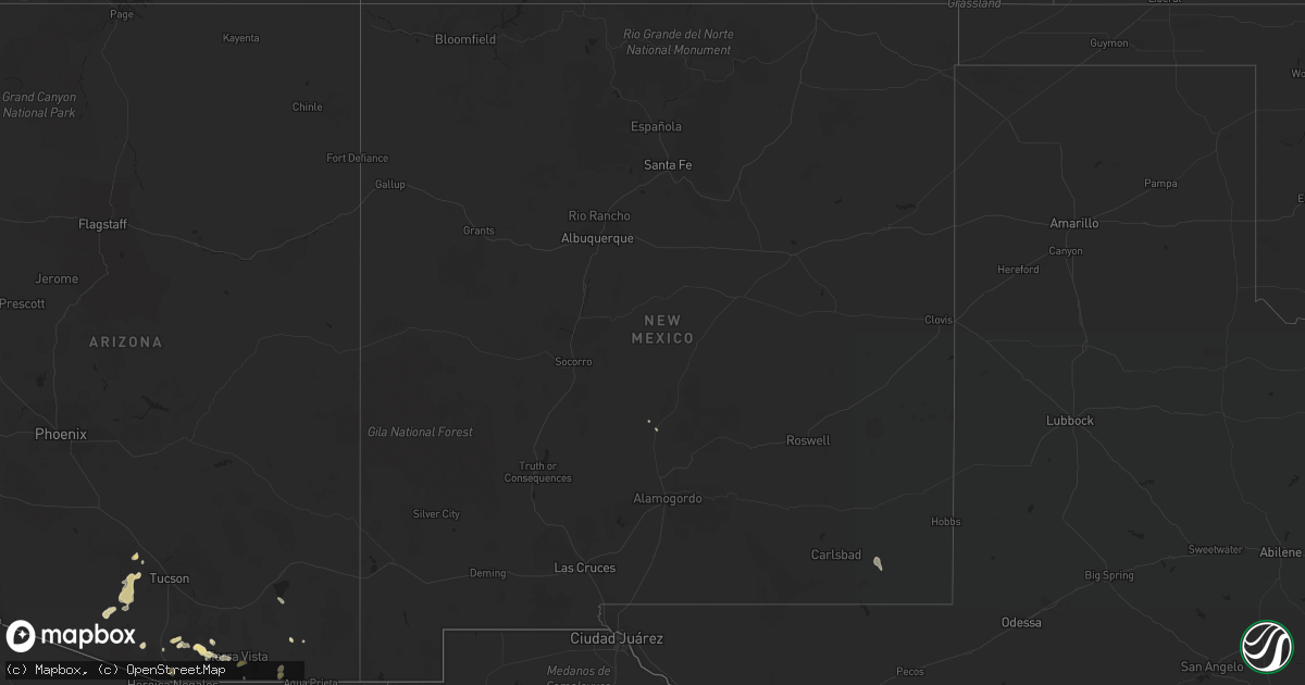 Hail map in New Mexico on August 20, 2015