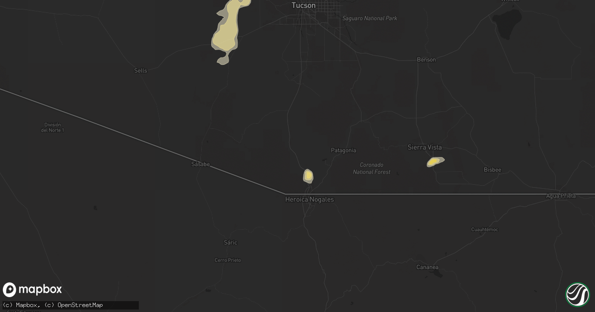 Hail map in Rio Rico, AZ on August 20, 2015