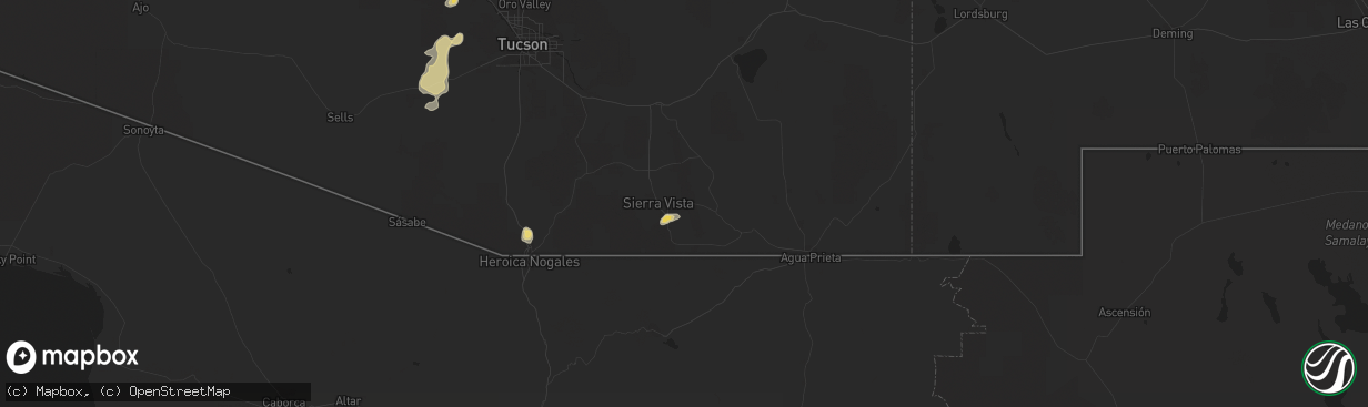 Hail map in Sierra Vista, AZ on August 20, 2015