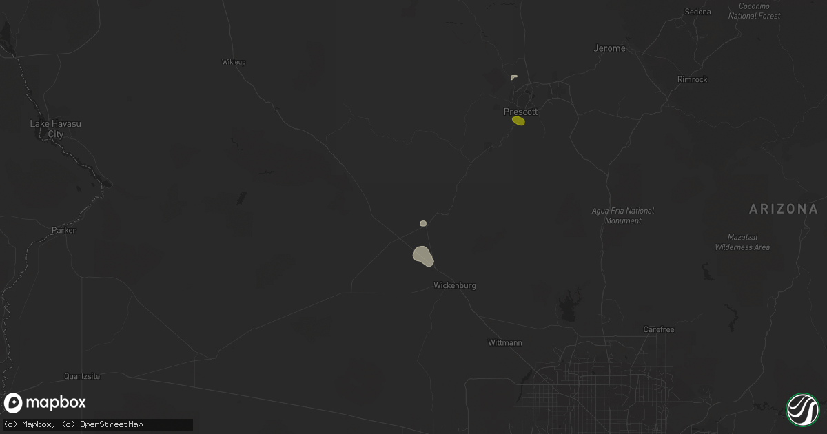 Hail map in Congress, AZ on August 20, 2016