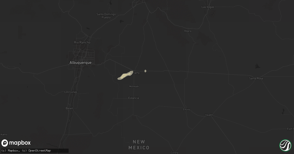 Hail map in Moriarty, NM on August 20, 2016