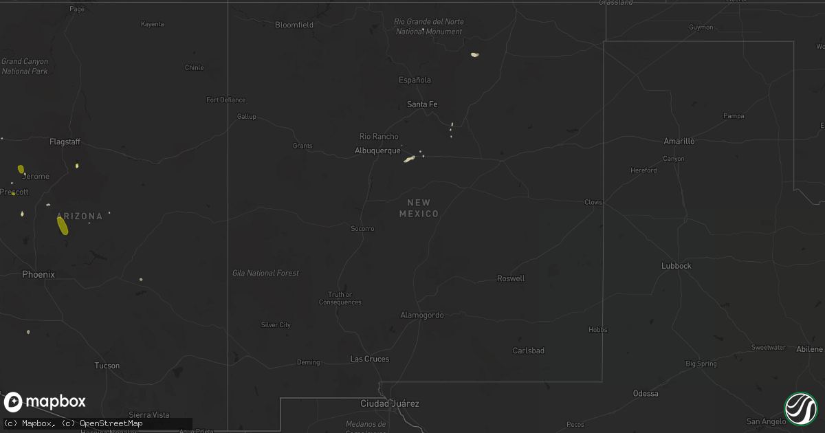 Hail map in New Mexico on August 20, 2016