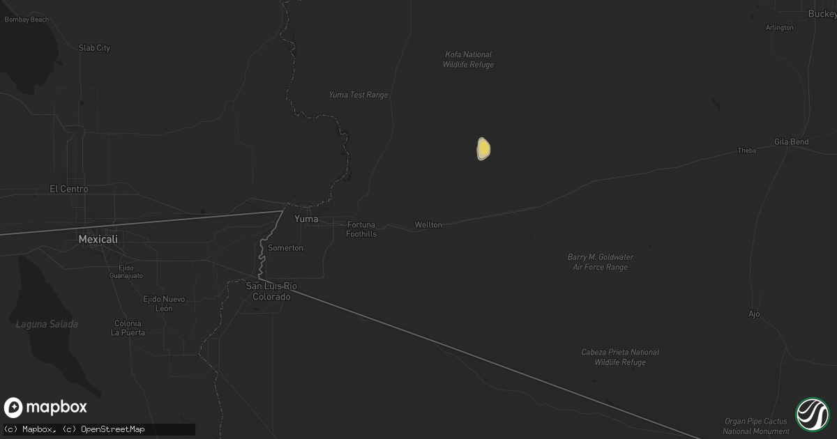 Hail map in Wellton, AZ on August 20, 2016
