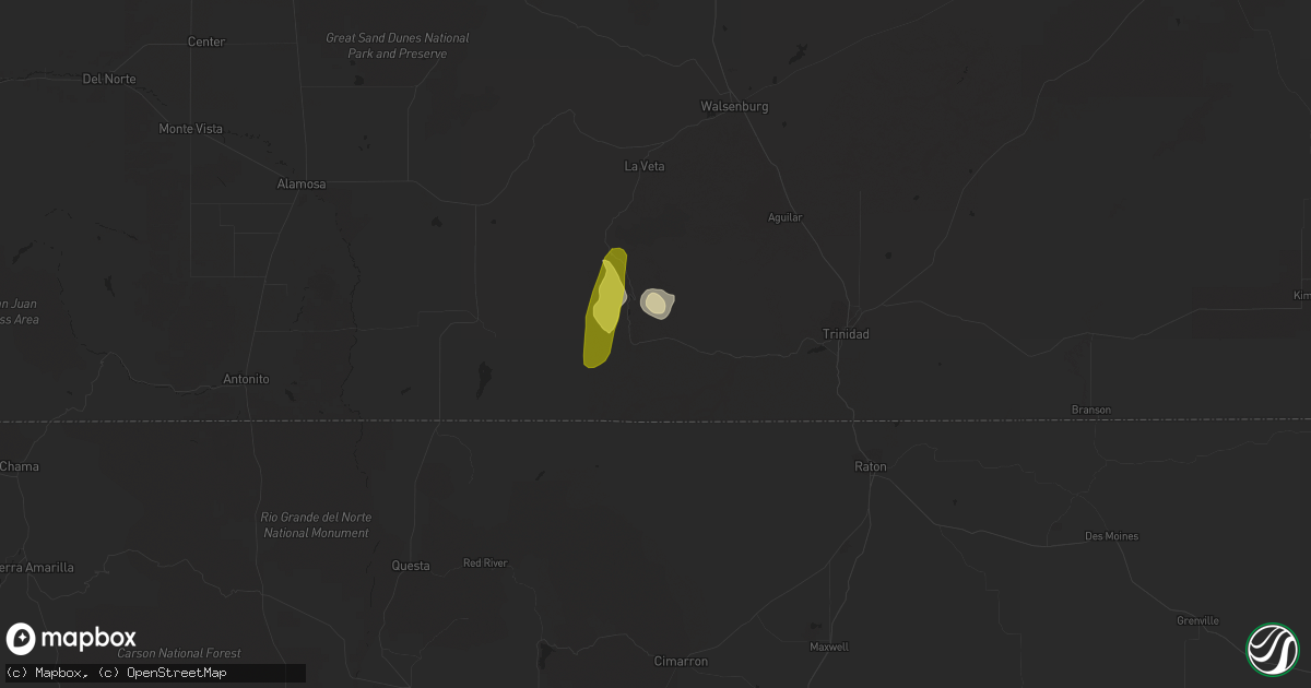 Hail map in Weston, CO on August 20, 2016