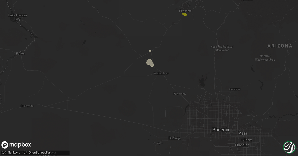Hail map in Wickenburg, AZ on August 20, 2016