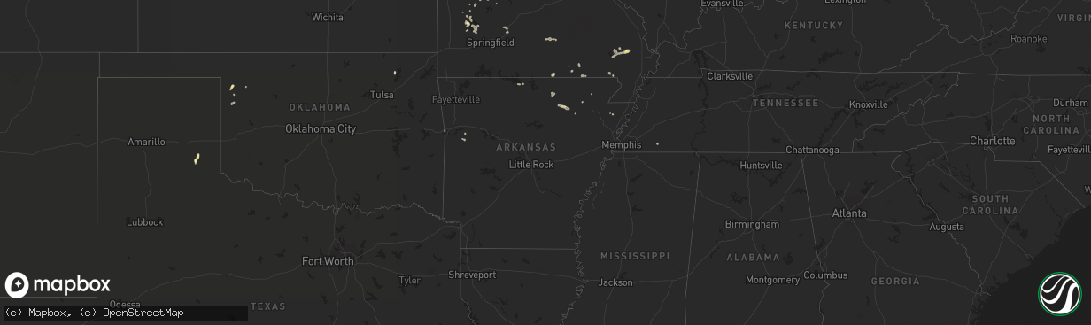 Hail map in Arkansas on August 20, 2017