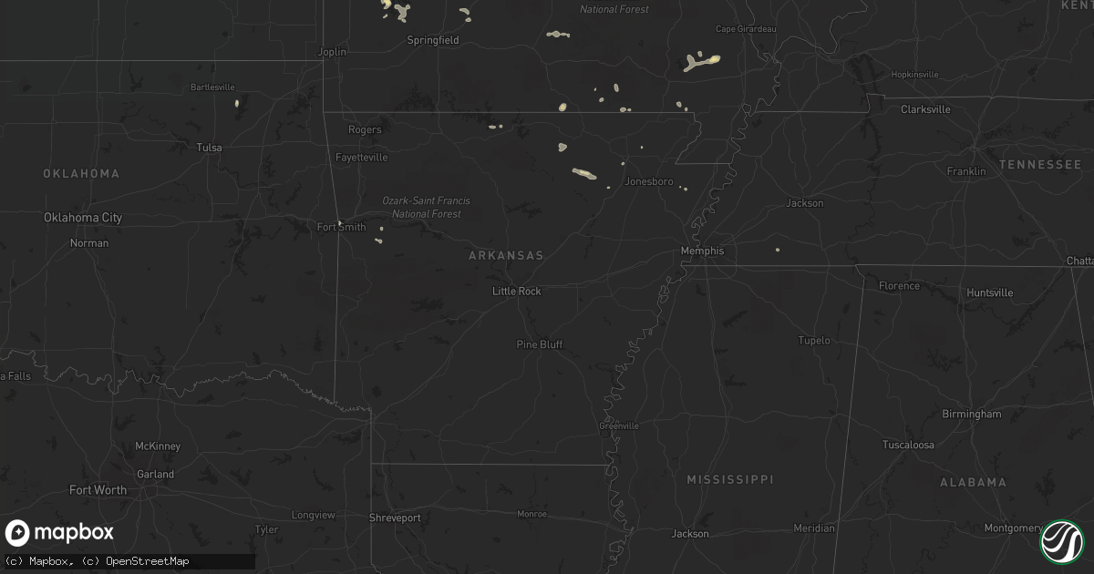 Hail map in Arkansas on August 20, 2017