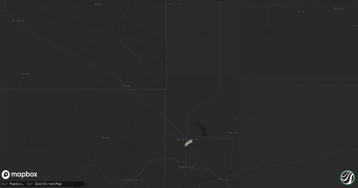 Hail map in Belle Fourche, SD on August 20, 2017