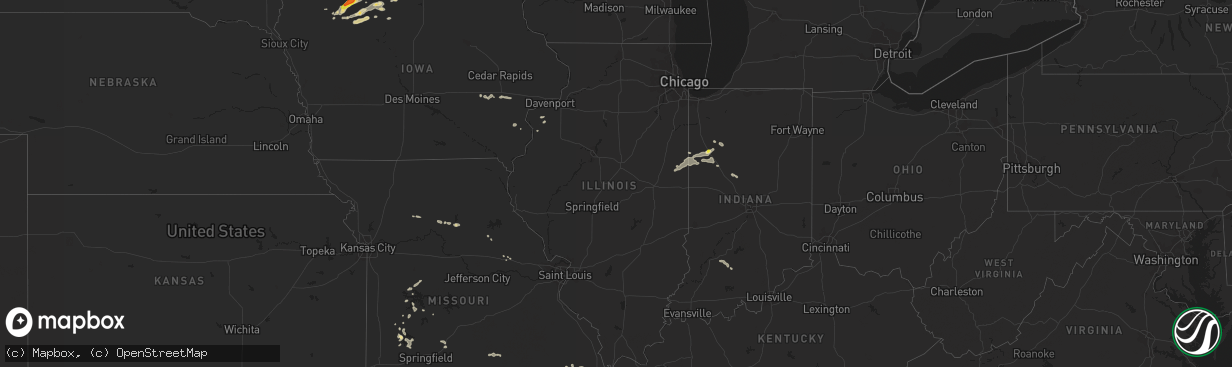 Hail map in Illinois on August 20, 2017