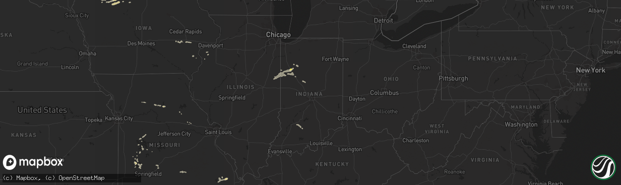 Hail map in Indiana on August 20, 2017