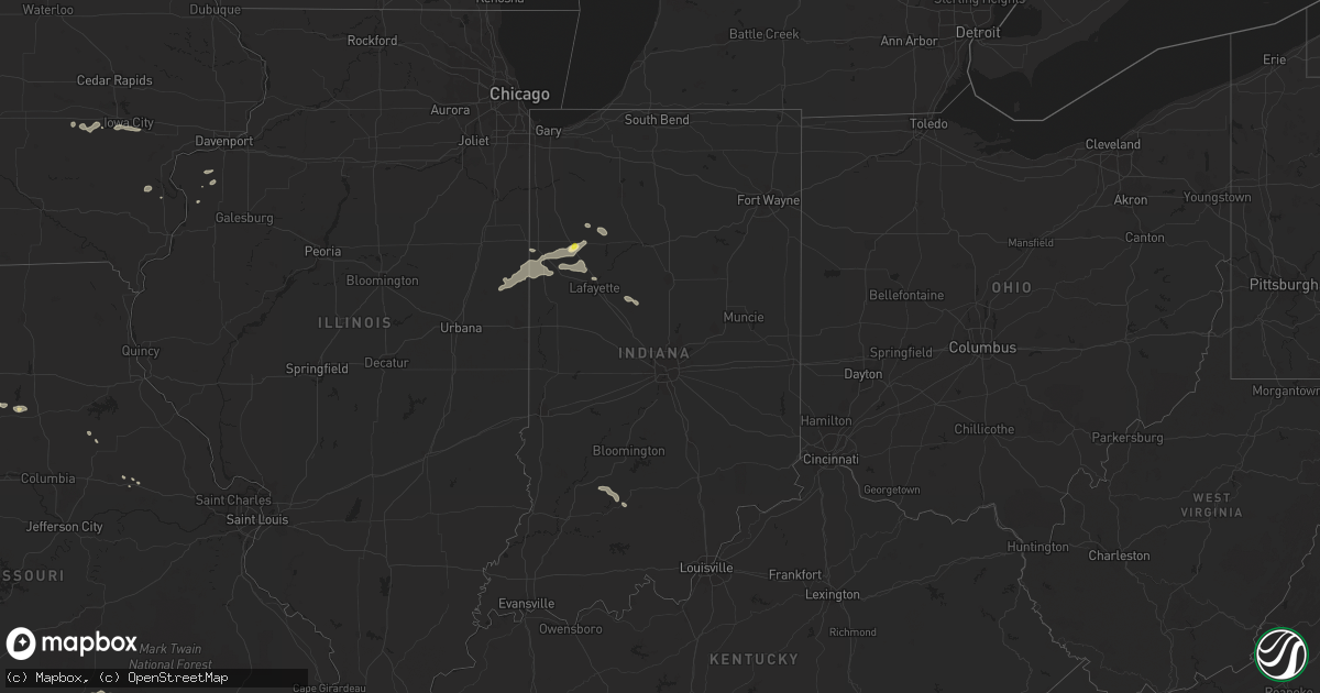 Hail map in Indiana on August 20, 2017