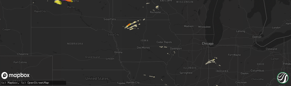 Hail map in Iowa on August 20, 2017