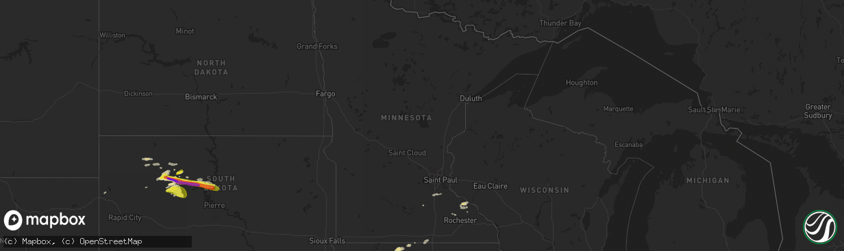 Hail map in Minnesota on August 20, 2017