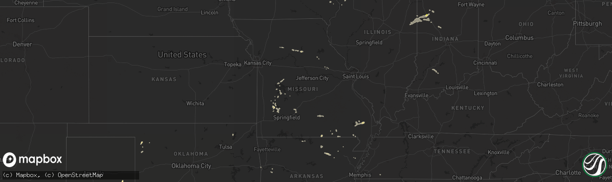 Hail map in Missouri on August 20, 2017