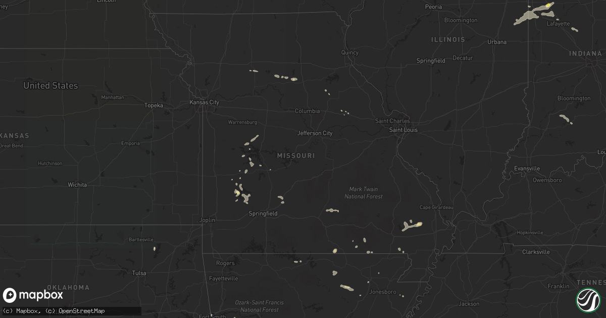 Hail map in Missouri on August 20, 2017