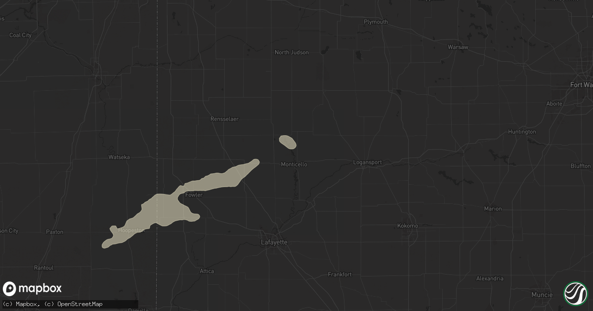 Hail map in Monticello, IN on August 20, 2017