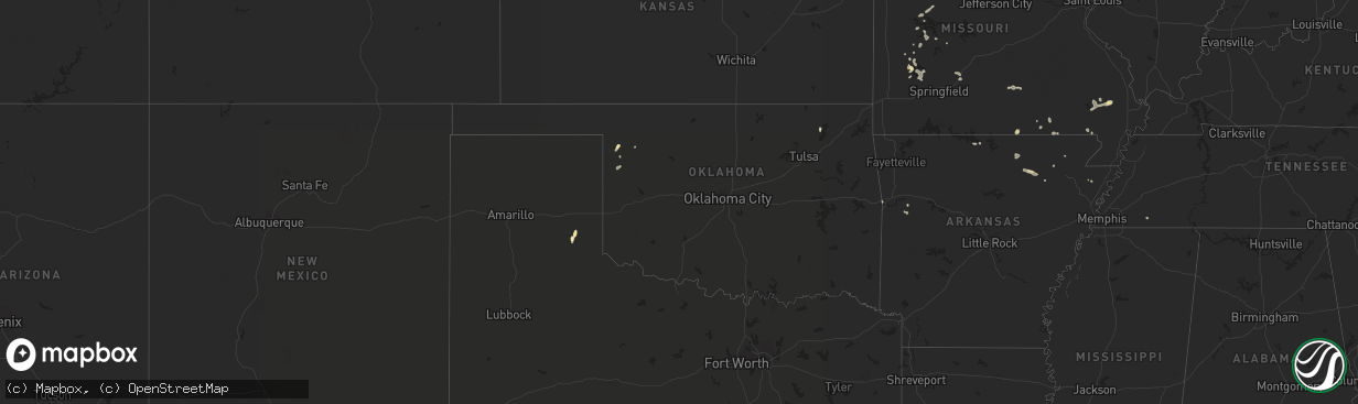 Hail map in Oklahoma on August 20, 2017