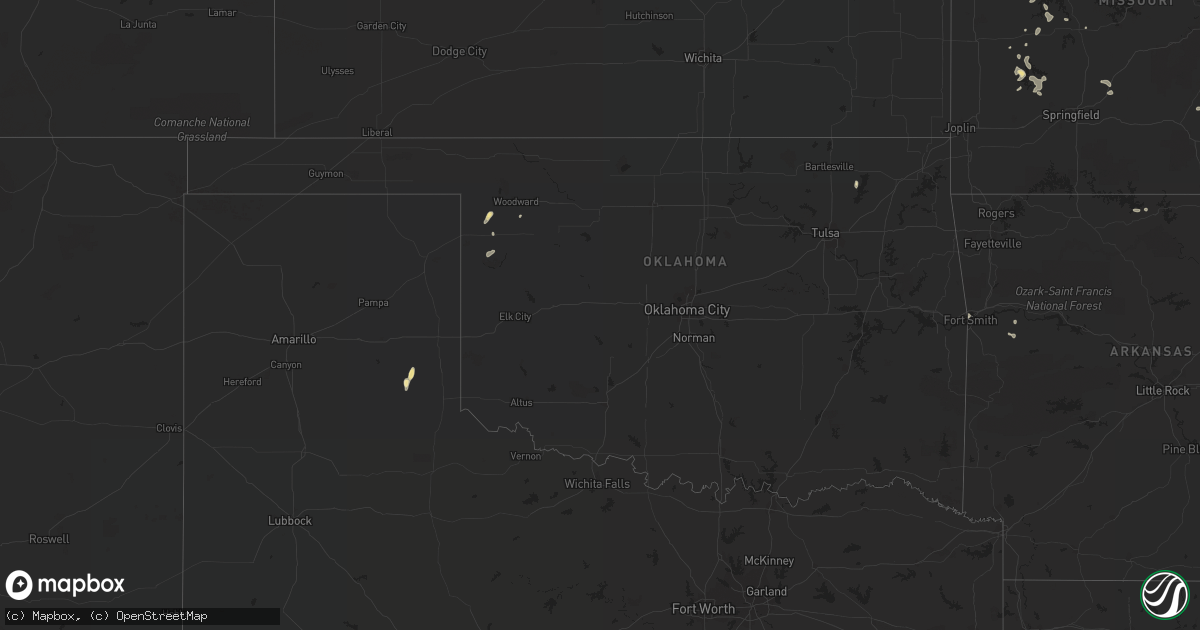 Hail map in Oklahoma on August 20, 2017