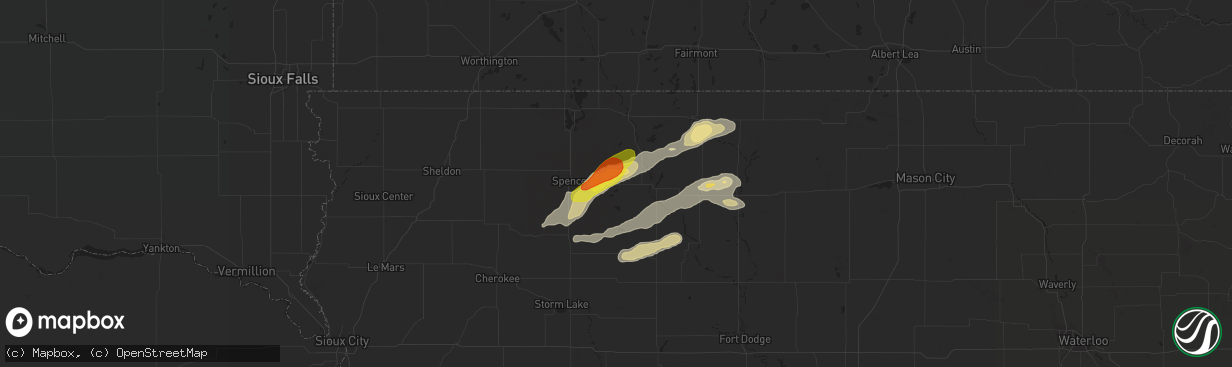 Hail map in Ruthven, IA on August 20, 2017