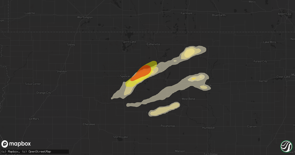Hail map in Ruthven, IA on August 20, 2017