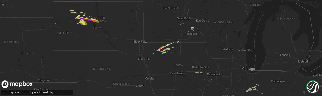 Hail map on August 20, 2017