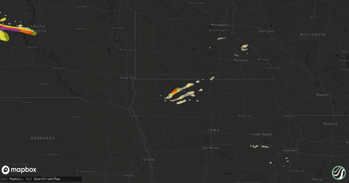 Hail map on August 20, 2017
