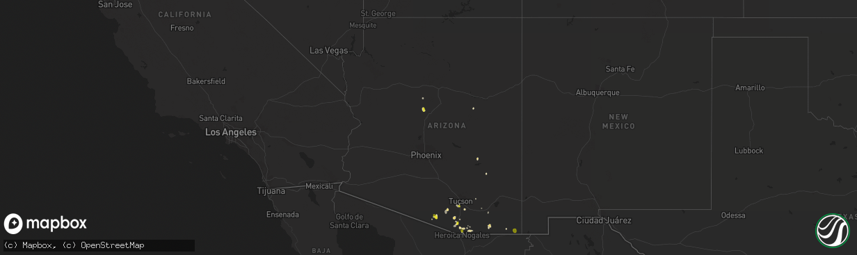 Hail map in Arizona on August 20, 2018