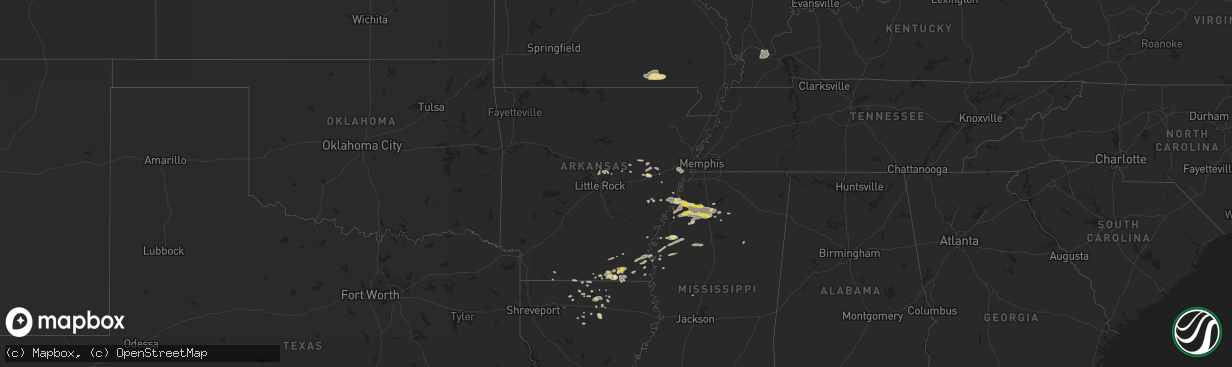 Hail map in Arkansas on August 20, 2018