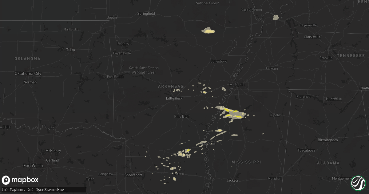 Hail map in Arkansas on August 20, 2018